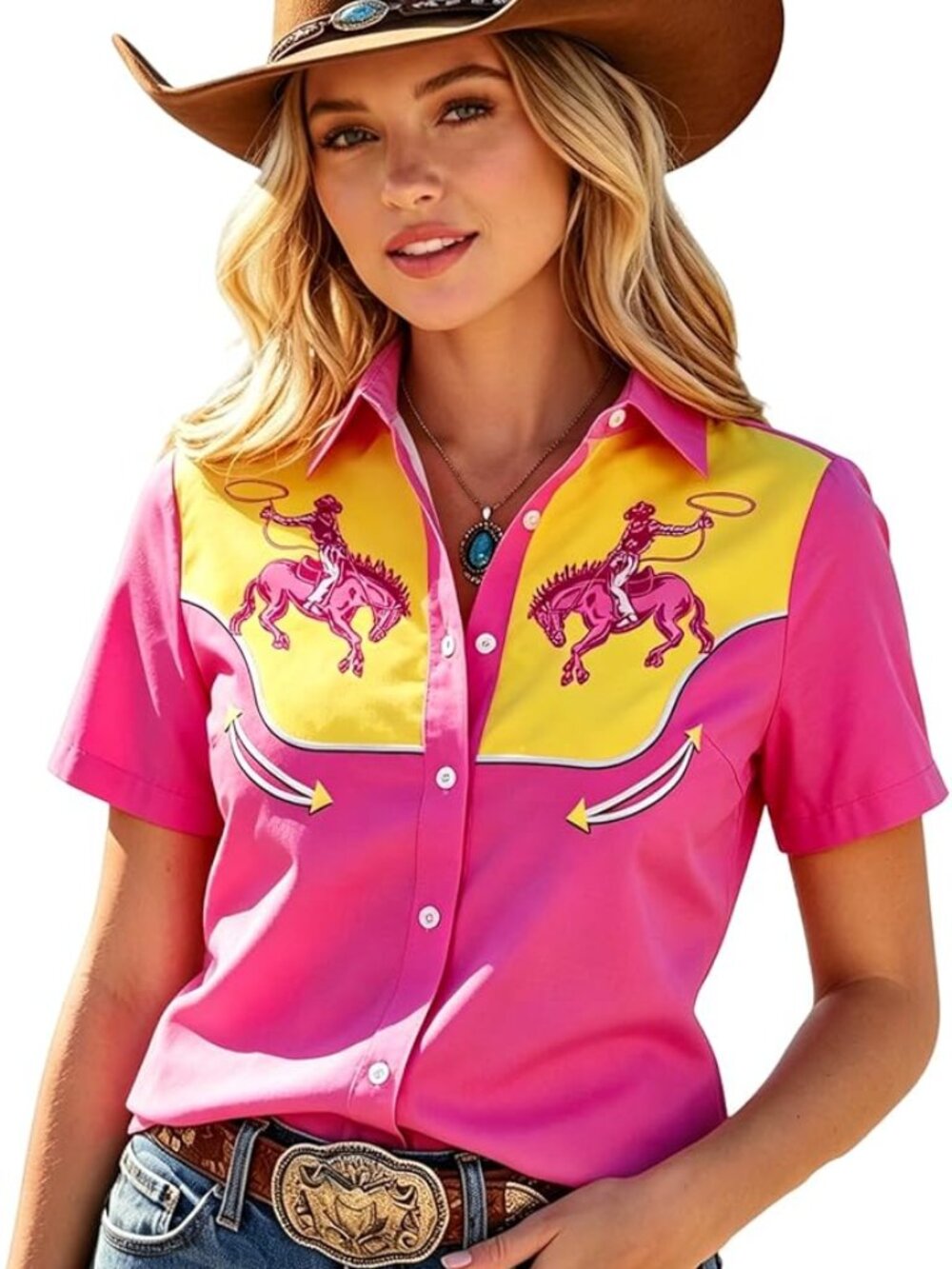 Western Shirts for Women Retro Cowgirl Shirt Rodeo Button Down Tshirt